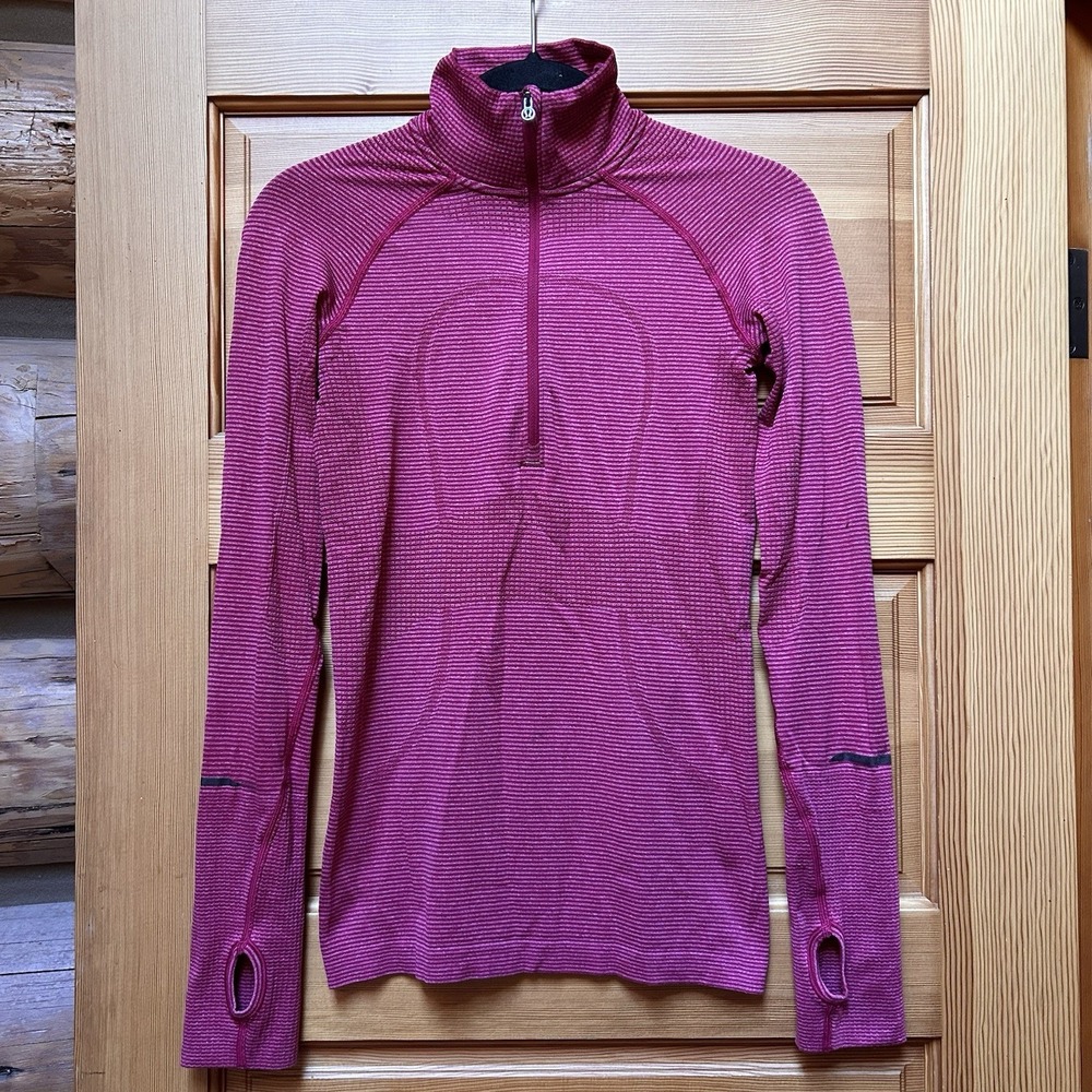 Lululemon Pink Pullover Run Swiftly Tech 1/2 Zip Long Sleeve Top 4 Gym Workout